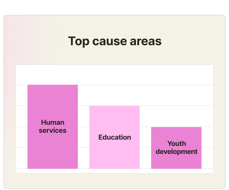 Product illustration of top cause areas on Catchafire.