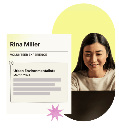 View of a Catchafire volunteer adding volunteer experience to their resume