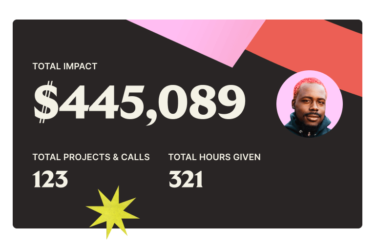 View of a volunteer's Catchafire impact card