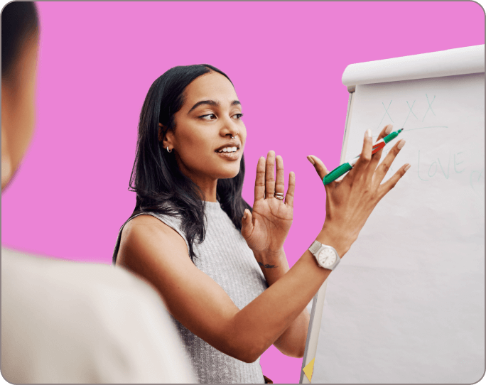 Woman conducting an in-person workshop
