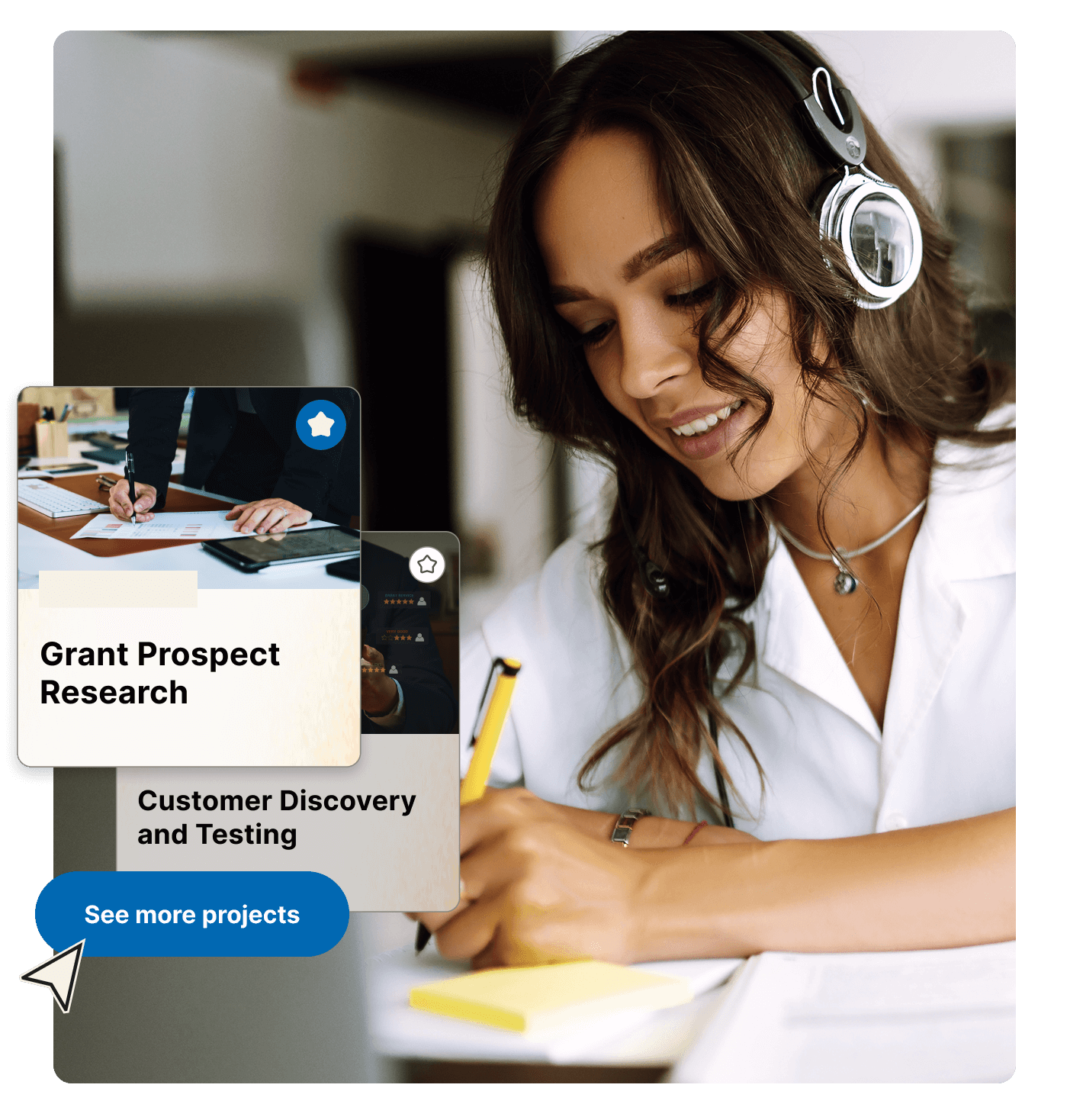 Woman browsing fundraising project templates on Catchafire Woman browsing fundraising project templates on Catchafire